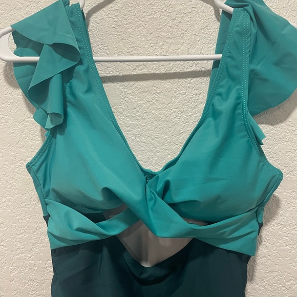 1 Piece Swimsuit Women Tummy Control medium Swimsuit Ruffle - Picture 2 of 5